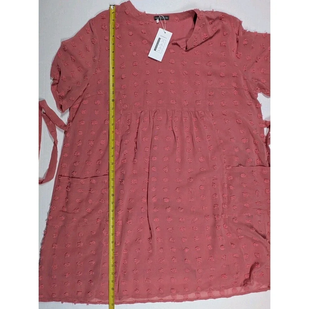 MIHOLL Dusty Pink & Ivory/Cream Swiss Dot Shift Dress XXL (2 dresses) - Picture 14 of 16